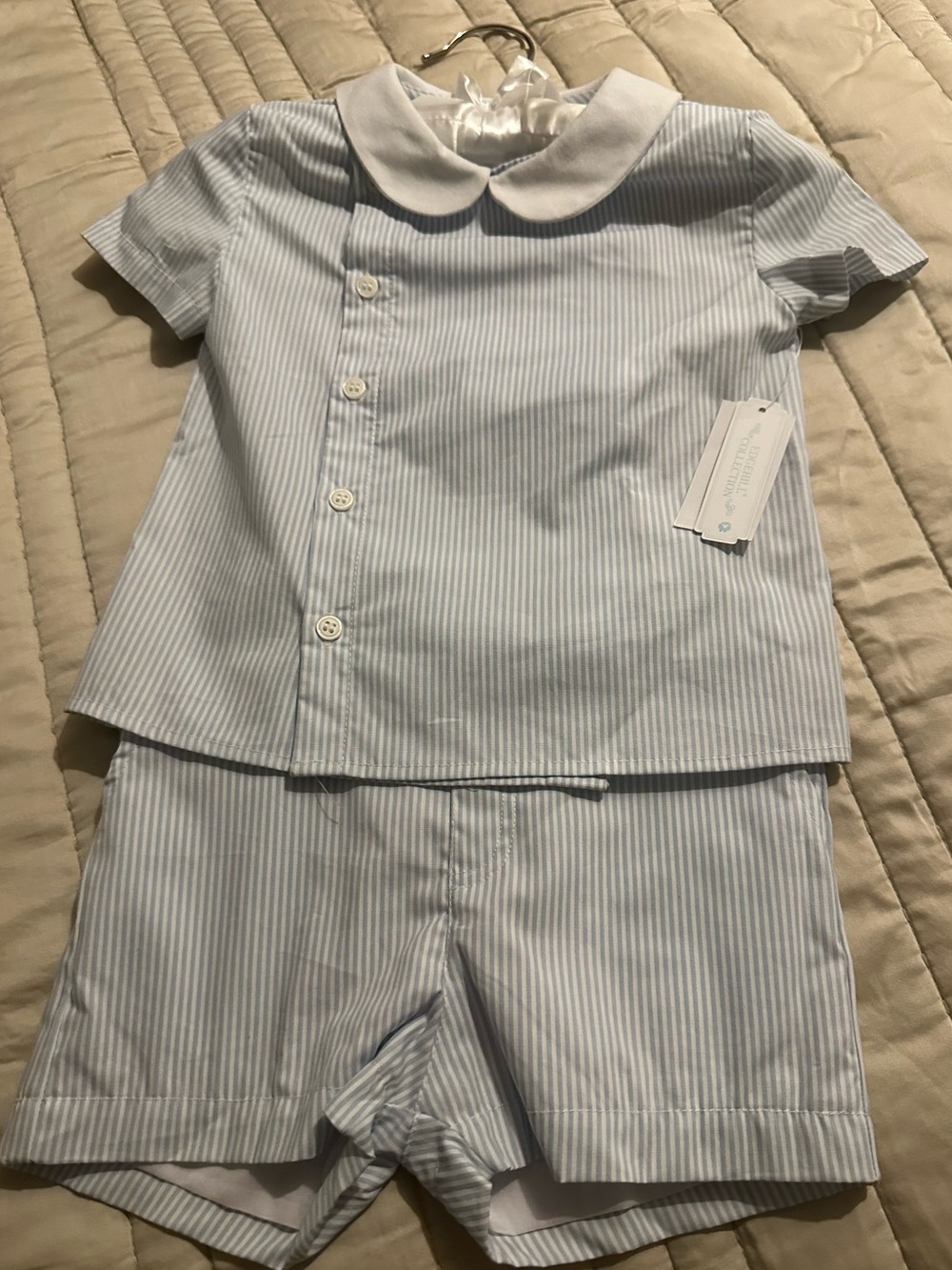 Edgehill Collection Toddlers Woven Stripe Shirt & Shorts Set